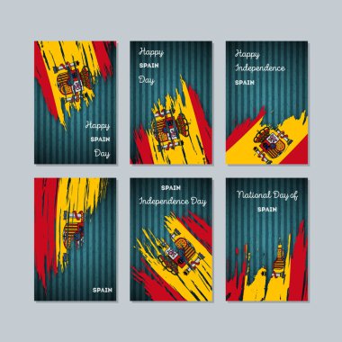 İspanya Milli Günü ifade fırça darbesi kara günü ulusal bayrak renklerde için vatansever kartları