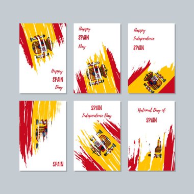 İspanya Milli Günü ifade fırça darbesi beyaz Milli bayrak renk için vatansever kartları