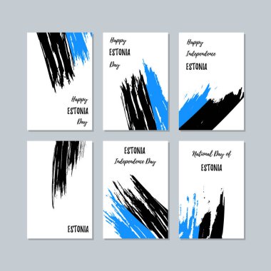 Estonya Milli Günü ifade fırça darbesi beyaz Milli bayrak renk için vatansever kartları