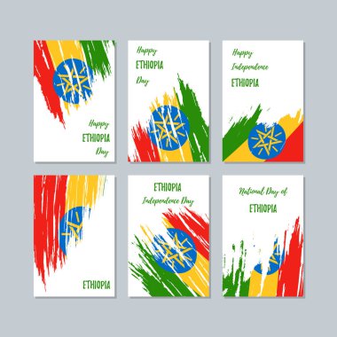 Etiyopya vatansever kartları Milli Günü ifade fırça darbesi beyaz Milli bayrak renk için