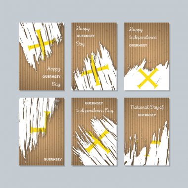 Guernsey vatansever kartları Milli Günü ifade fırça darbesi kraft ulusal bayrak renk için