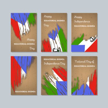 Ekvator Ginesi vatansever kartları için Milli Günü ifade fırça darbesi ulusal bayrak renkleri