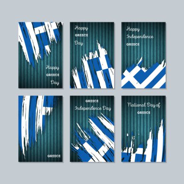 Yunanistan Milli Günü ifade fırça darbesi kara günü ulusal bayrak renklerde için vatansever kartları