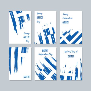Yunanistan Milli Günü ifade fırça darbesi beyaz Milli bayrak renk için vatansever kartları