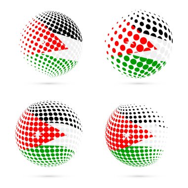 Jordan yarı ton bayrak vatansever vektör tasarım 3d noktalı resim küre Jordan ulusal bayrak renkleri ayarla.