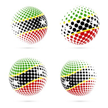 St Kitts ve Nevis yarı ton bayrağı ayarlanmış vatansever vektör tasarım 3d noktalı resim küre St Kitts ve