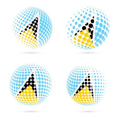 Saint Lucia yarı ton bayrak vatansever vektör tasarım 3d noktalı resim küre Saint Lucia Ulusal ayarla