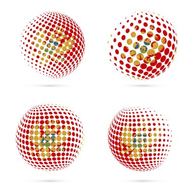 Karadağ yarı ton bayrak vatansever vektör tasarım 3d noktalı resim küre Karadağ ulusal bayrak ayarla.