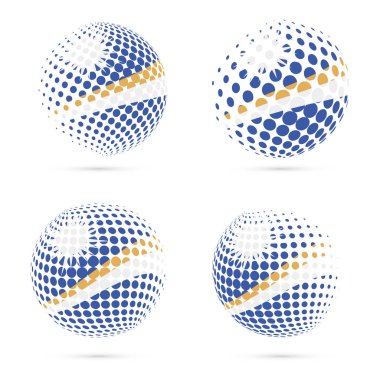 Marshall Adaları yarı ton bayrak vatansever vektör tasarım 3d noktalı resim küre Marshall Adaları ayarla.