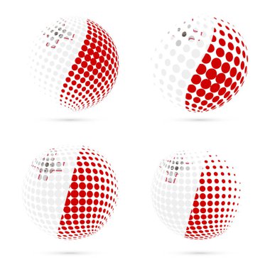 Malta yarı ton bayrak vatansever vektör tasarım 3d noktalı resim küre Malta ulusal bayrak renkleri ayarla.