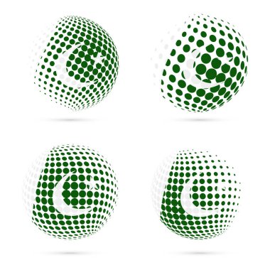 Pakistan yarı ton bayrak vatansever vektör tasarım 3d noktalı resim küre içinde Pakistan ulusal bayrak ayarla.