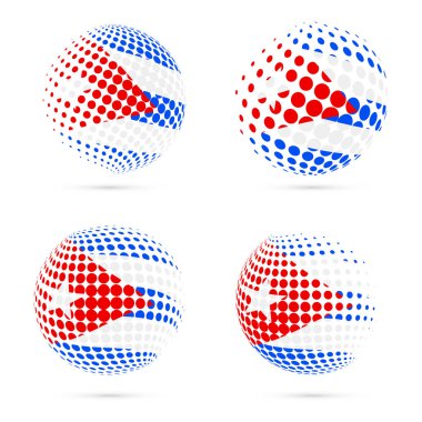Küba yarı ton bayrak vatansever vektör tasarım 3d noktalı resim küre Küba ulusal bayrak renkleri ayarla.