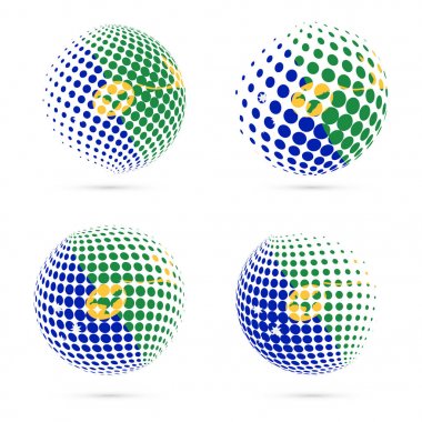 Christmas Adası yarı ton bayrak vatansever vektör tasarım 3d noktalı resim küre Christmas Adası ayarla.