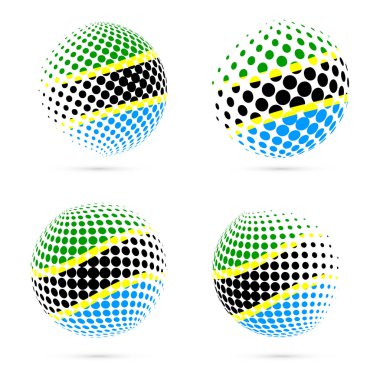 Tanzanya yarı ton bayrak vatansever vektör tasarım 3d noktalı resim küre içinde Tanzanya Ulusal bayrağını ayarlayın.