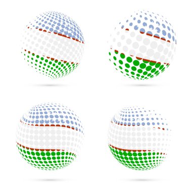 Özbekistan yarı ton bayrak vatansever vektör tasarım 3d noktalı resim küre içinde Özbekistan Ulusal bayrağını ayarlayın.