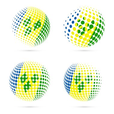 St Vincent yarı ton bayrak vatansever vektör tasarım 3d noktalı resim küre St Vincent Ulusal ayarla