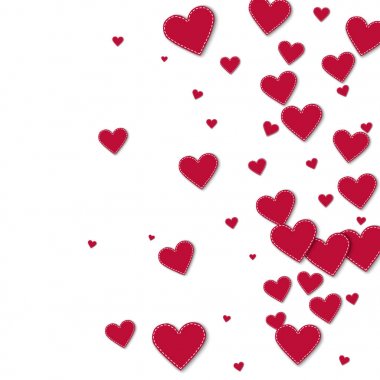Kırmızı dikişli kağıt kalpleri doğru degrade beyaz arka planda vektör kırmızı dikişli kağıt yürekleri