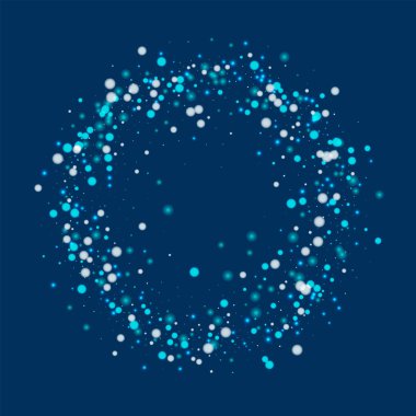 Güzel yağan kar daire çerçeve ile derin mavi arka plan vektör üzerinde güzel yağan kar