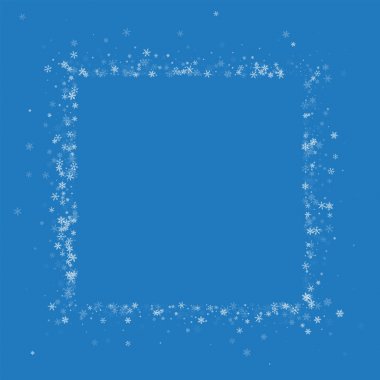 Güzel kar yağışı kare soyut sınır üzerinde mavi arka plan vektör çizim
