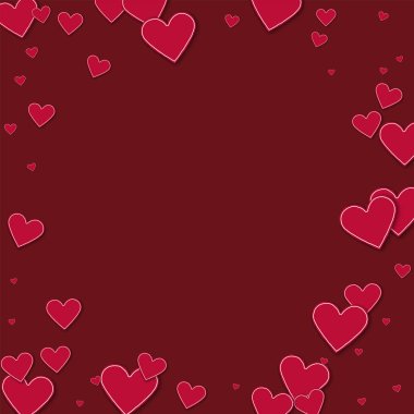 Kesikli kırmızı kağıt kalpler Bordered çerçeve şarap kırmızı arka plan vektör çizim üzerinde