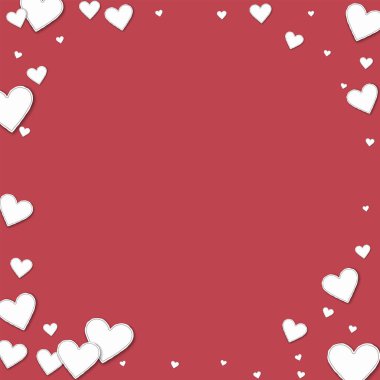 Kesme kağıt kalpler köşe çerçeve koyu kırmızı arka plan vektör çizim üzerinde