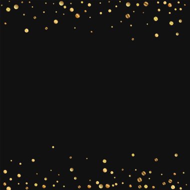 Seyrek altın konfeti kenarlıklarını siyah vektör çizim arka plan