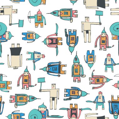 Kahraman seamless modeli olağanüstü childs şirin kahraman el ile çekilmiş okul kalemiyle çizim