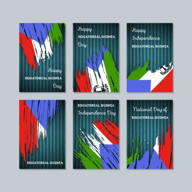 Ekvator Ginesi vatansever kartları için Milli Günü ifade fırça darbesi ulusal bayrak renkleri