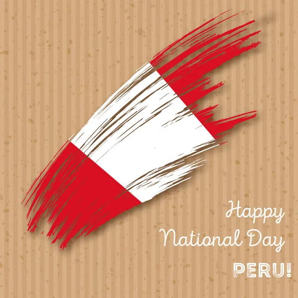 Peru den nezávislosti vlastenecký Design expresivní tah štětce v národních barvách vlajky na kraft — Stockový vektor