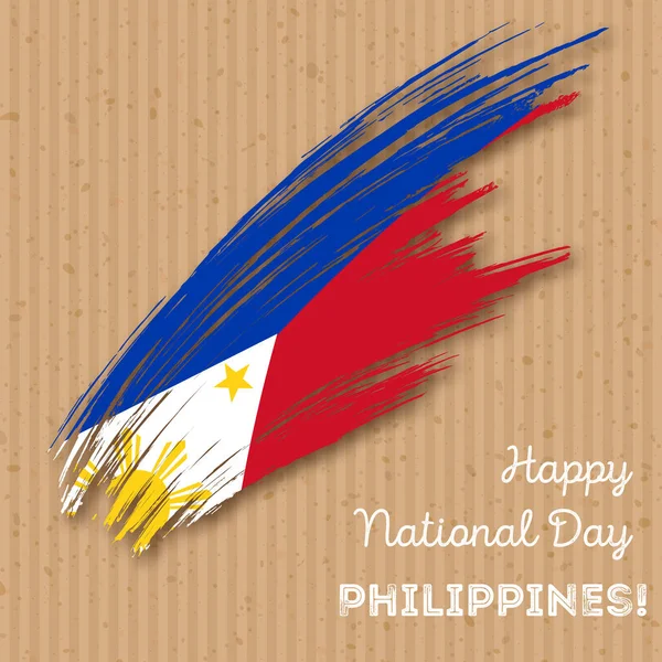 Día de la Independencia de Filipinas Diseño patriótico Pincelada expresiva en colores de bandera nacional — Vector de stock