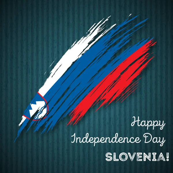 Slovénie Independence Day Patriotic Design Coup de pinceau expressif dans les couleurs du drapeau national sur sombre — Image vectorielle