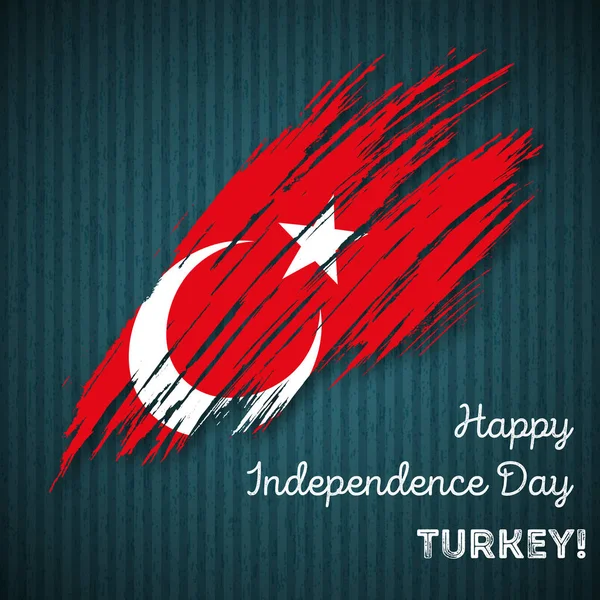 День независимости Турции Патриотический дизайн Экспрессивный мазок кистью в цвета Государственного флага на темном фоне — стоковый вектор