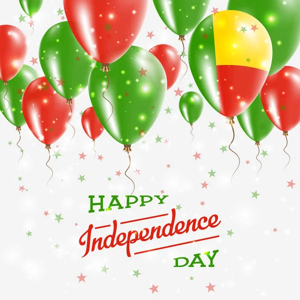 Benin Vector Patriotic Poster Independence Day Placard with Bright Colorful Balloons of Country - Stok Vektor