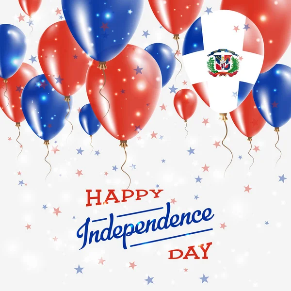 Placard del giorno dell'indipendenza del manifesto patriottico vettoriale della Repubblica Dominicana con palloncini colorati luminosi — Vettoriale Stock
