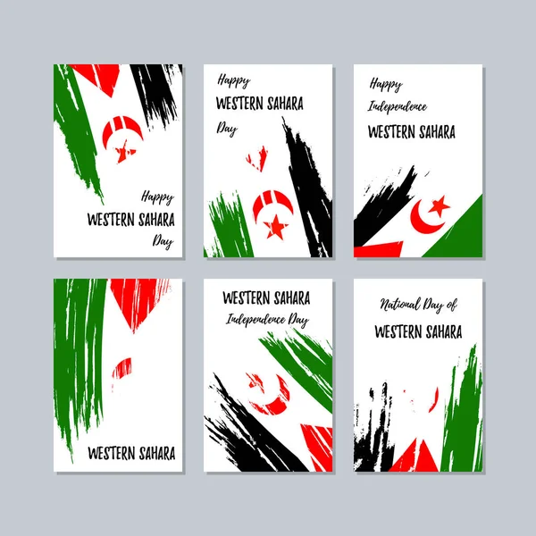 Batı Sahara Milli Günü ifade fırça darbesi ulusal bayrak renk için vatansever kartları