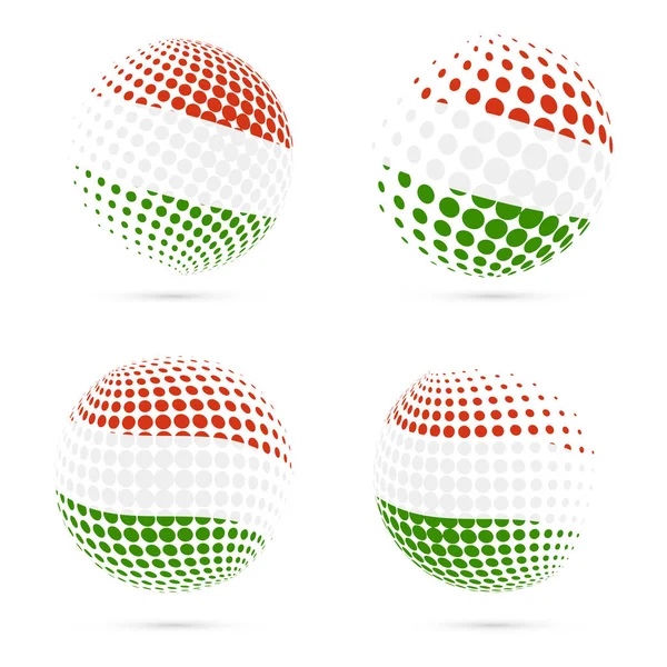 Hungría bandera de medio tono conjunto diseño vectorial patriótico esfera de medio tono 3D en Hungría bandera nacional — Vector de stock