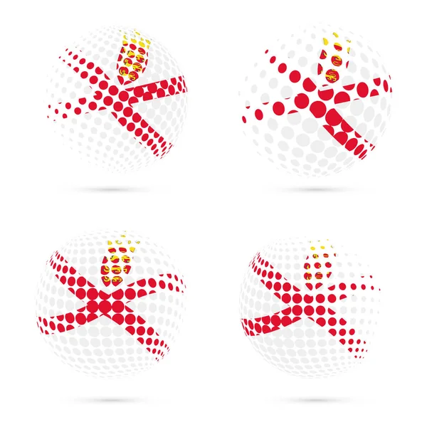 Jersey bandeira halftone conjunto patriótico vetor design 3D esfera halftone em Jersey cores da bandeira nacional —  Vetores de Stock