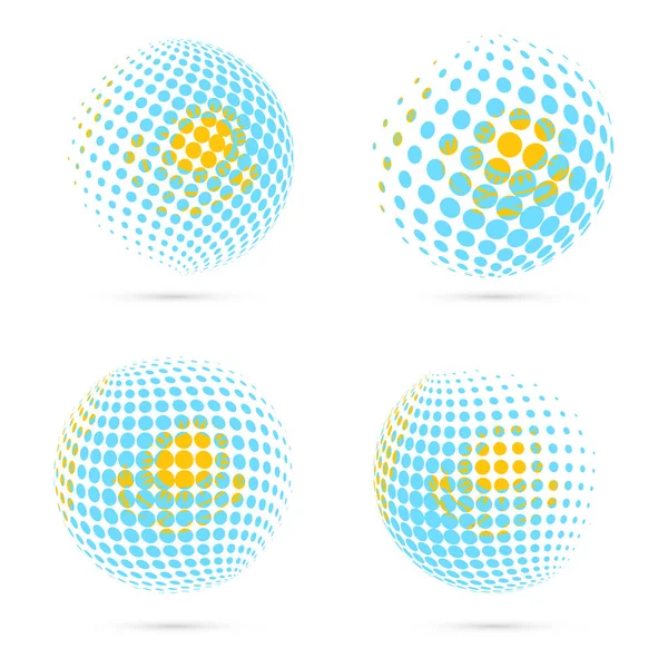 Казахстанский полутоновый флаг установил патриотический векторный дизайн 3D полутоновой сферы на государственном флаге РК — стоковый вектор