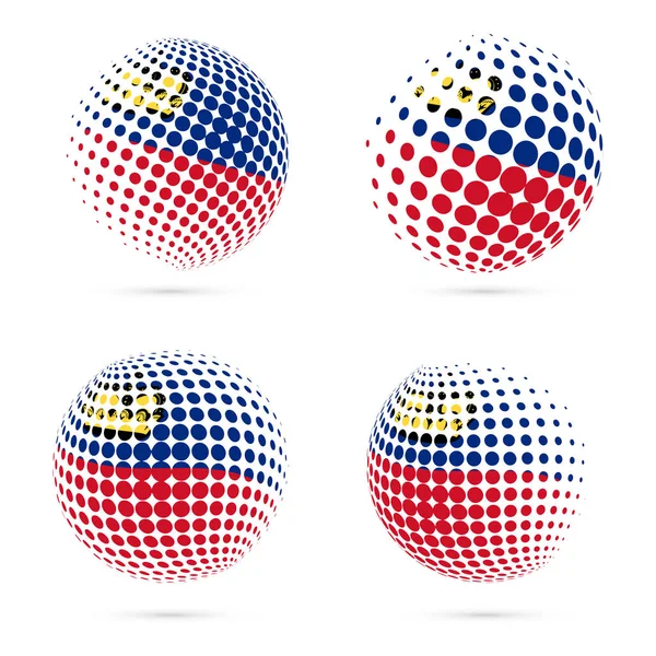 Bandera de medio tono Liechtenstein set patriotic vector design esfera de medio tono 3D en Liechtenstein — Vector de stock