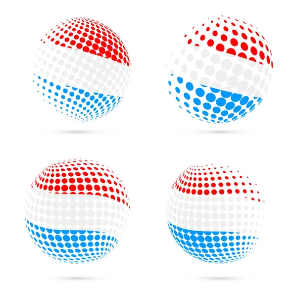 Luxemburgo halftone bandeira conjunto patriótico vetor design 3D halftone esfera no Luxemburgo bandeira nacional —  Vetores de Stock