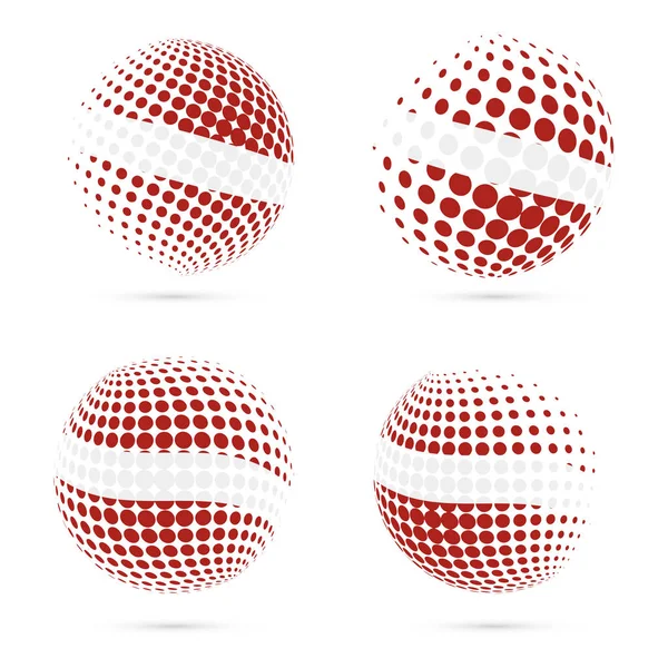 Letonya yarı ton bayrak vatansever vektör tasarım 3d noktalı resim küre Letonya ulusal bayrak renkleri ayarla.