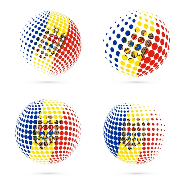 Moldova semitono establecido patriótico vector diseño 3d semitono esfera en la bandera nacional de Moldavia — Vector de stock