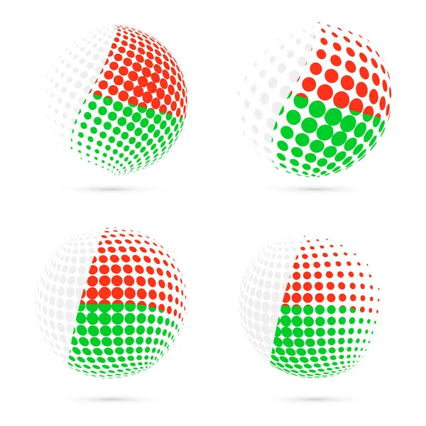 Madagascar semitono establecido patriótico vector diseño 3d semitono esfera en la bandera nacional de Madagascar — Vector de stock
