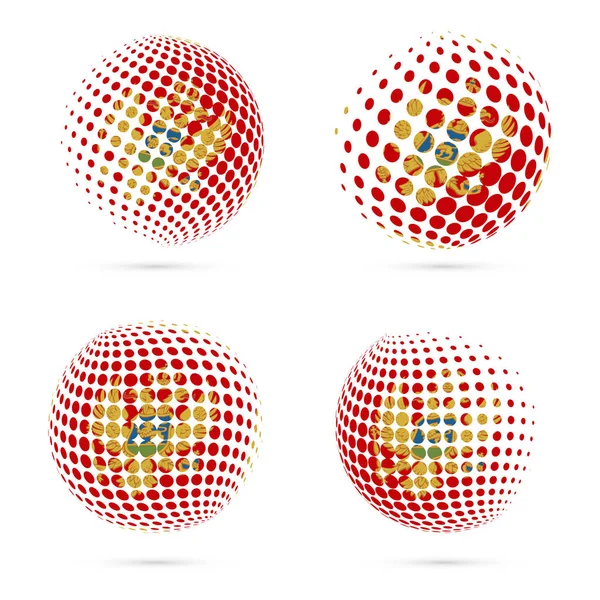 Karadağ yarı ton bayrak vatansever vektör tasarım 3d noktalı resim küre Karadağ ulusal bayrak ayarla.