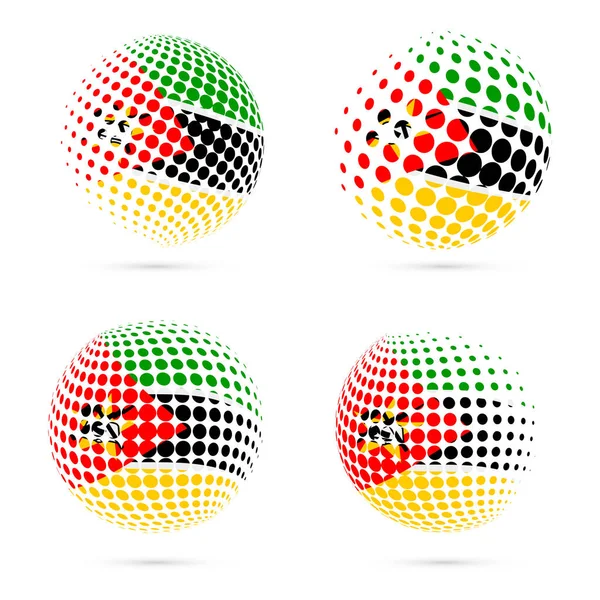 Mozambique semitono establecido patriótico vector diseño 3d semitono esfera en la bandera nacional de Mozambique — Vector de stock