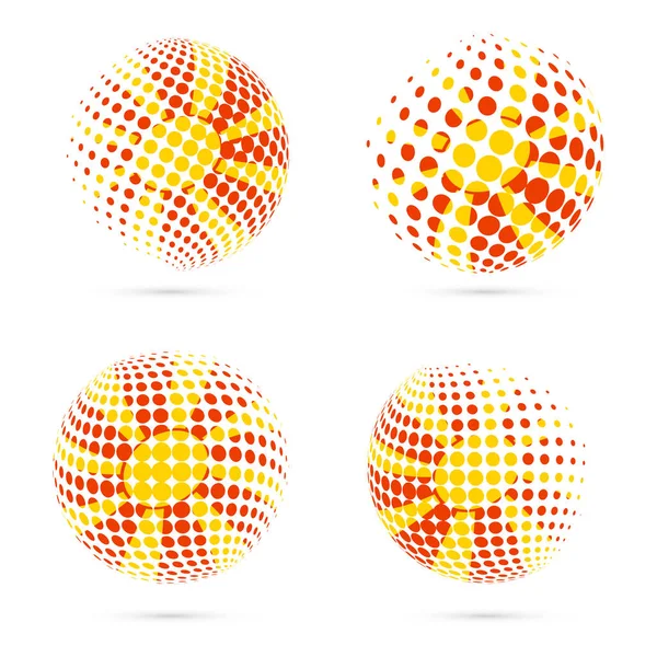 Macedonia semitono establecido patriótico vector diseño 3d semitono esfera en la bandera nacional de Macedonia — Vector de stock