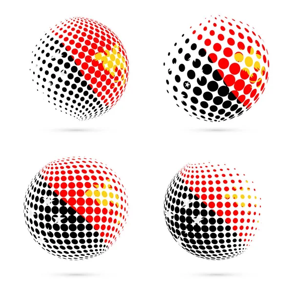 Papua Nueva Guinea bandera de medio tono conjunto diseño vectorial patriótico esfera de medio tono 3D en Papua Nueva Guinea — Vector de stock