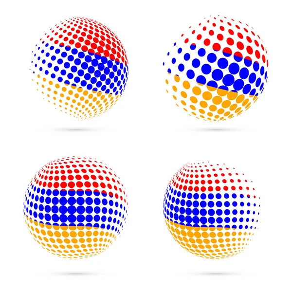 Armenia bandera de medio tono conjunto diseño vectorial patriótico esfera de medio tono 3D en Armenia bandera nacional — Vector de stock