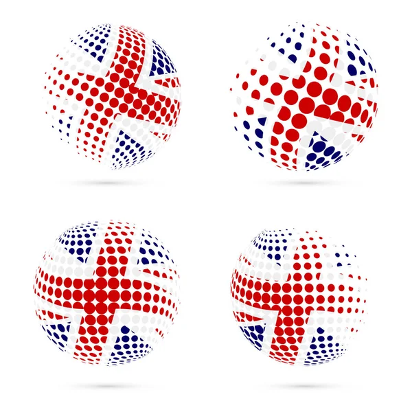 Великобритания половинчатый флаг установил патриотический векторный дизайн 3D половинчатой сферы в Великобритании — стоковый вектор