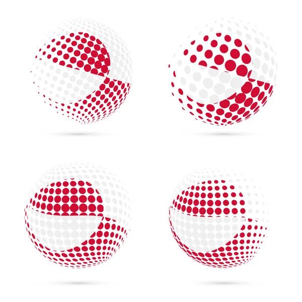 Groenlandia bandera de medio tono conjunto vector patriótico diseño esfera de medio tono 3D en la bandera nacional de Groenlandia — Vector de stock